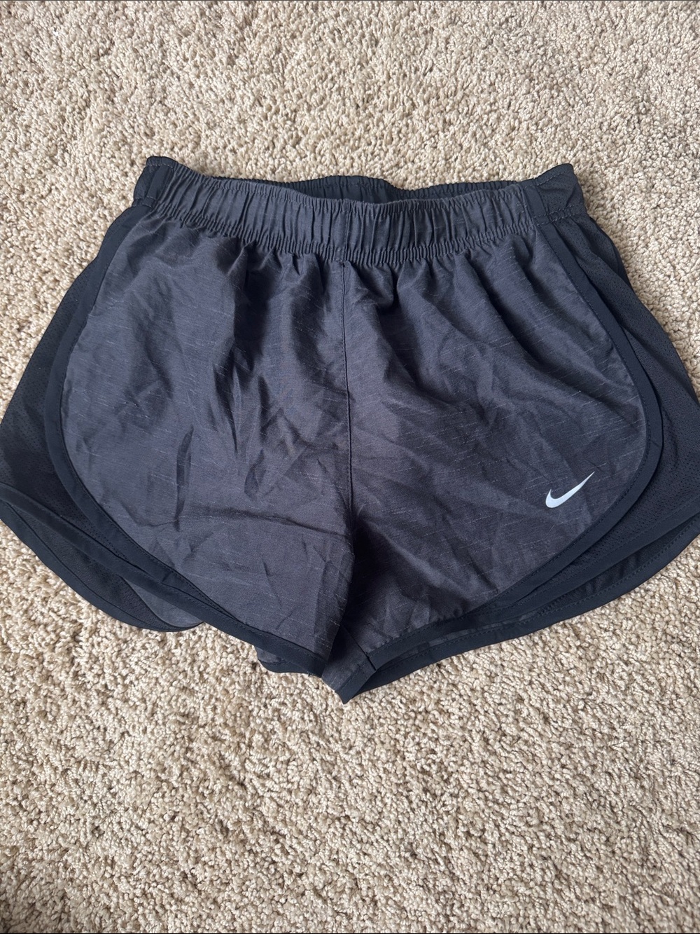 Nike Women’s Black Athletic Running Shorts with White Swoosh